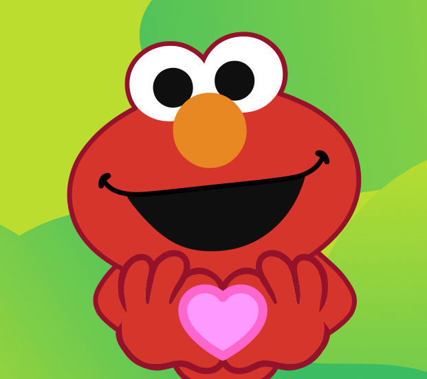 Elmo holding a heart